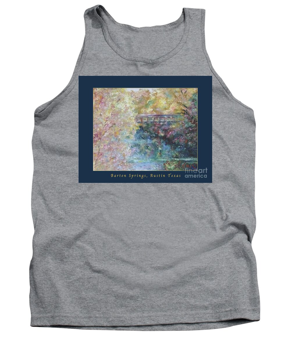 Fall Colors Tank Top featuring the photograph Birds Boaters And Bridges Of Barton Springs - Autumn Colors Pedestrian Bridge Greeting Card Poster by Felipe Adan Lerma