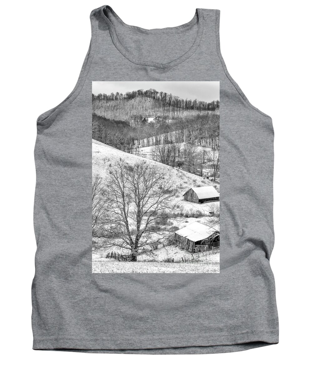 Barn Tank Top featuring the photograph Black and White in Winter by Thomas R Fletcher