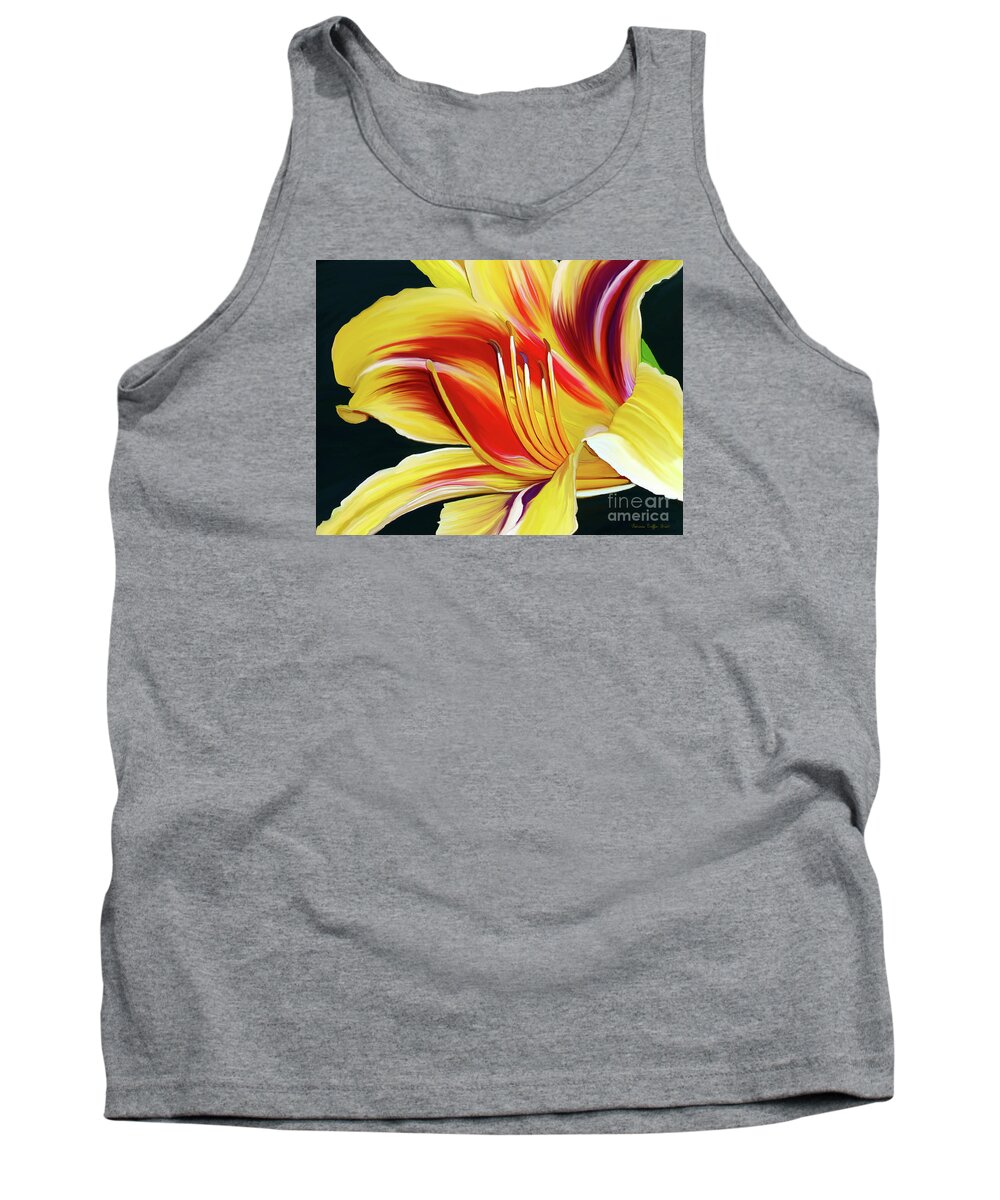 Daylily Painting Tank Top featuring the painting Black-Eyed Susan Daylily I by Patricia Griffin Brett