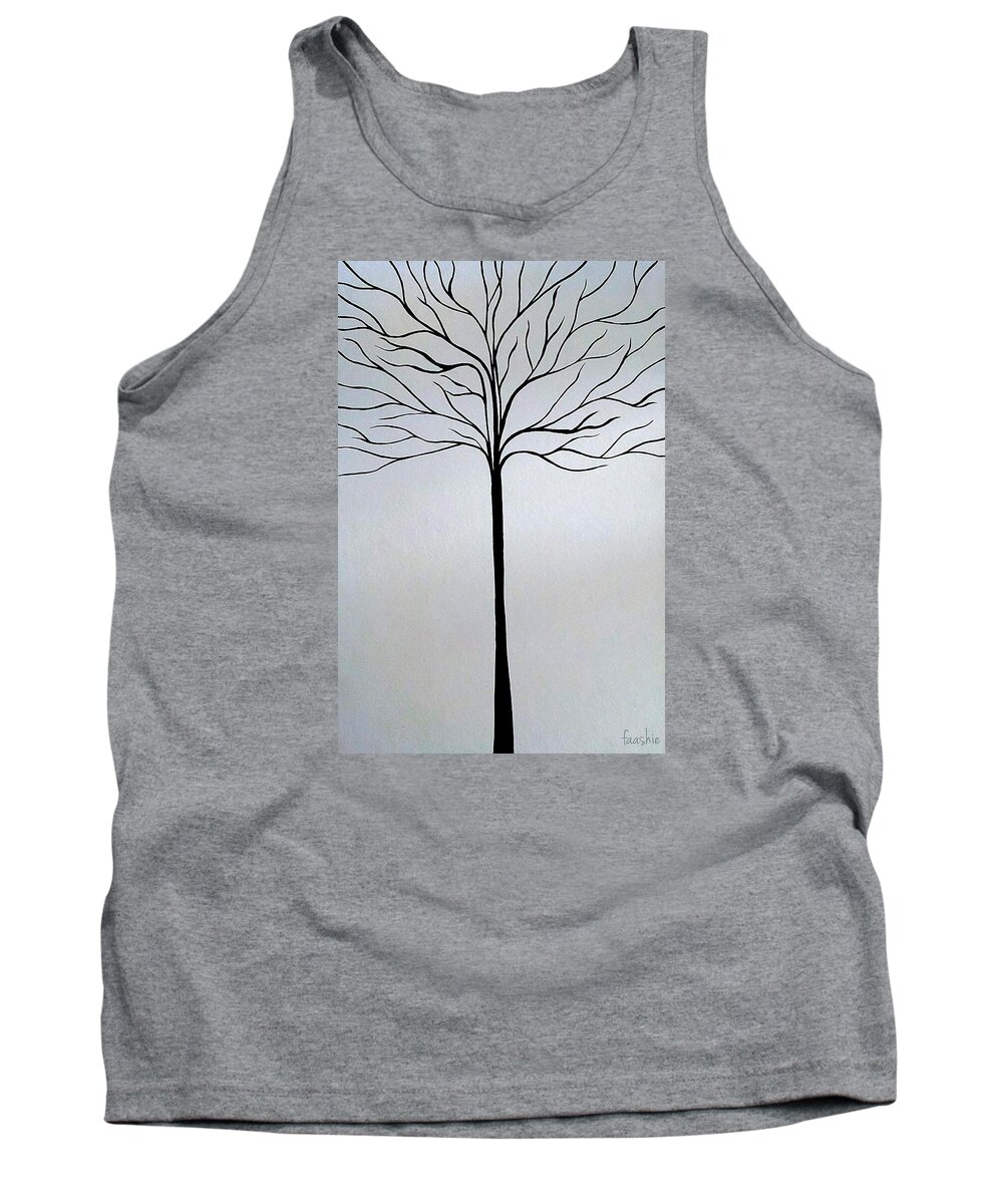 Tree Tank Top featuring the painting Black tree by Faashie Sha