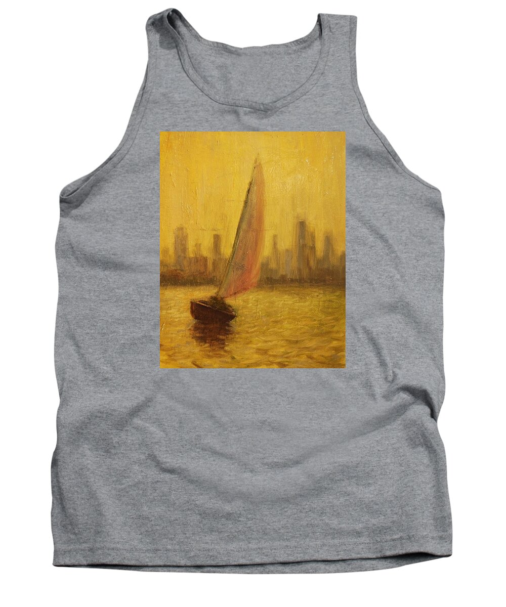 Sailing Tank Top featuring the painting Blissful sail by Will Germino