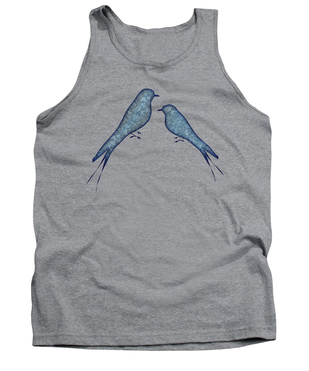 Blue Birds Tank Top featuring the painting Blue Birds 2 by Movie Poster Prints