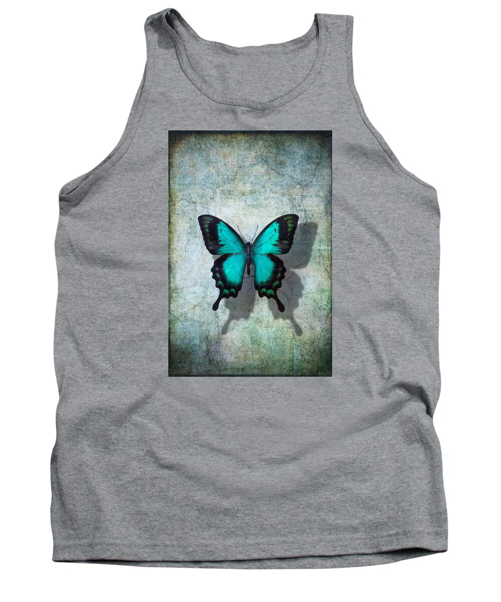 Still Life Tank Top featuring the photograph Blue Butterfly Resting by Garry Gay