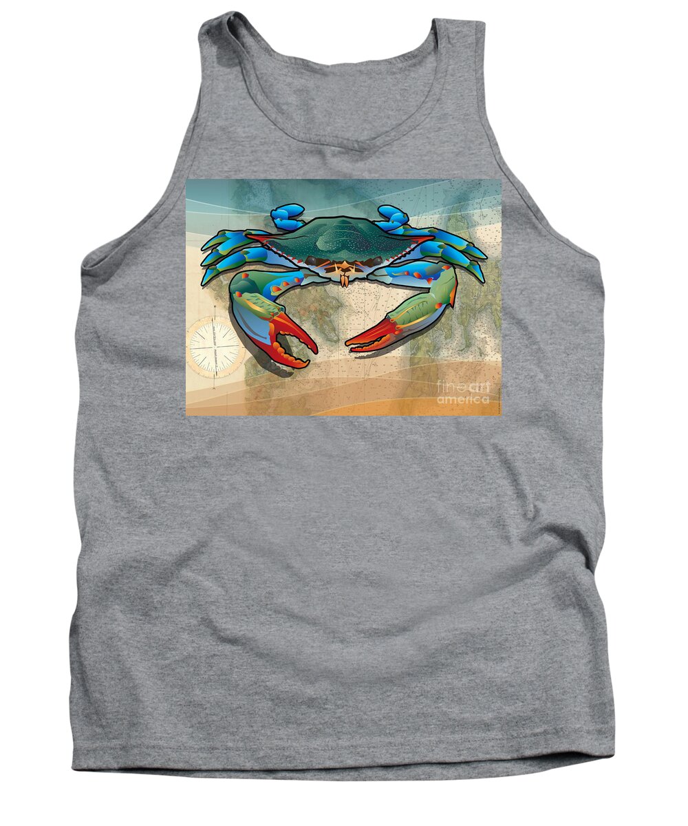 Crab Tank Top featuring the digital art Blue Crab by Joe Barsin