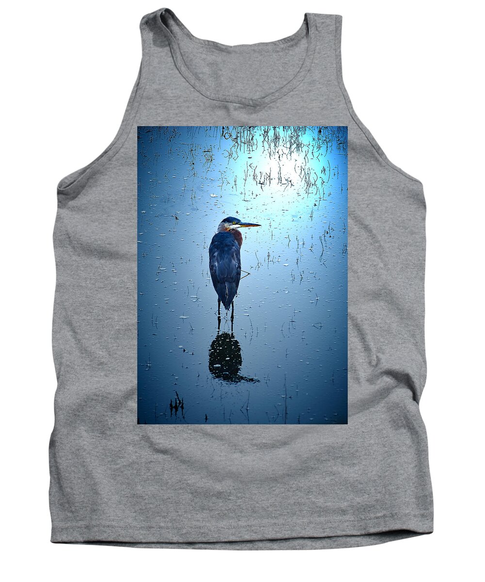 Blue Heron Tank Top featuring the photograph Blue Heron by Loni Collins