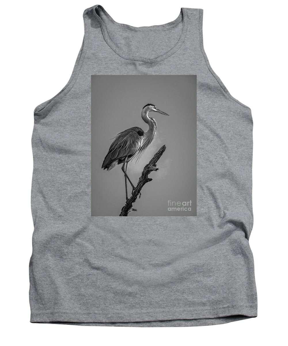Cove Tank Top featuring the photograph Blue In Black-BW by Marvin Spates