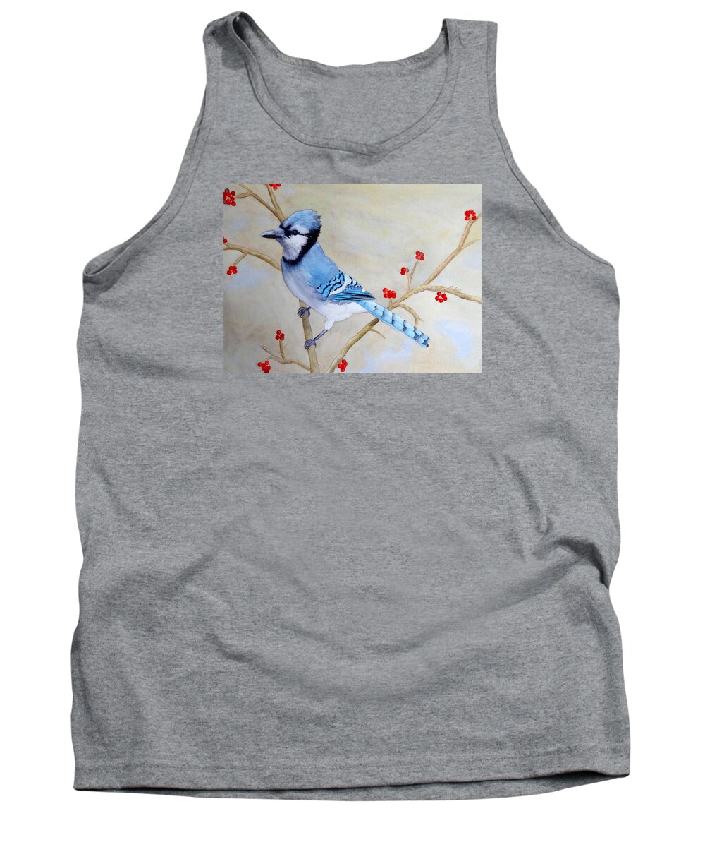 Blue Jay Tank Top featuring the painting Blue Jay by Laurel Best