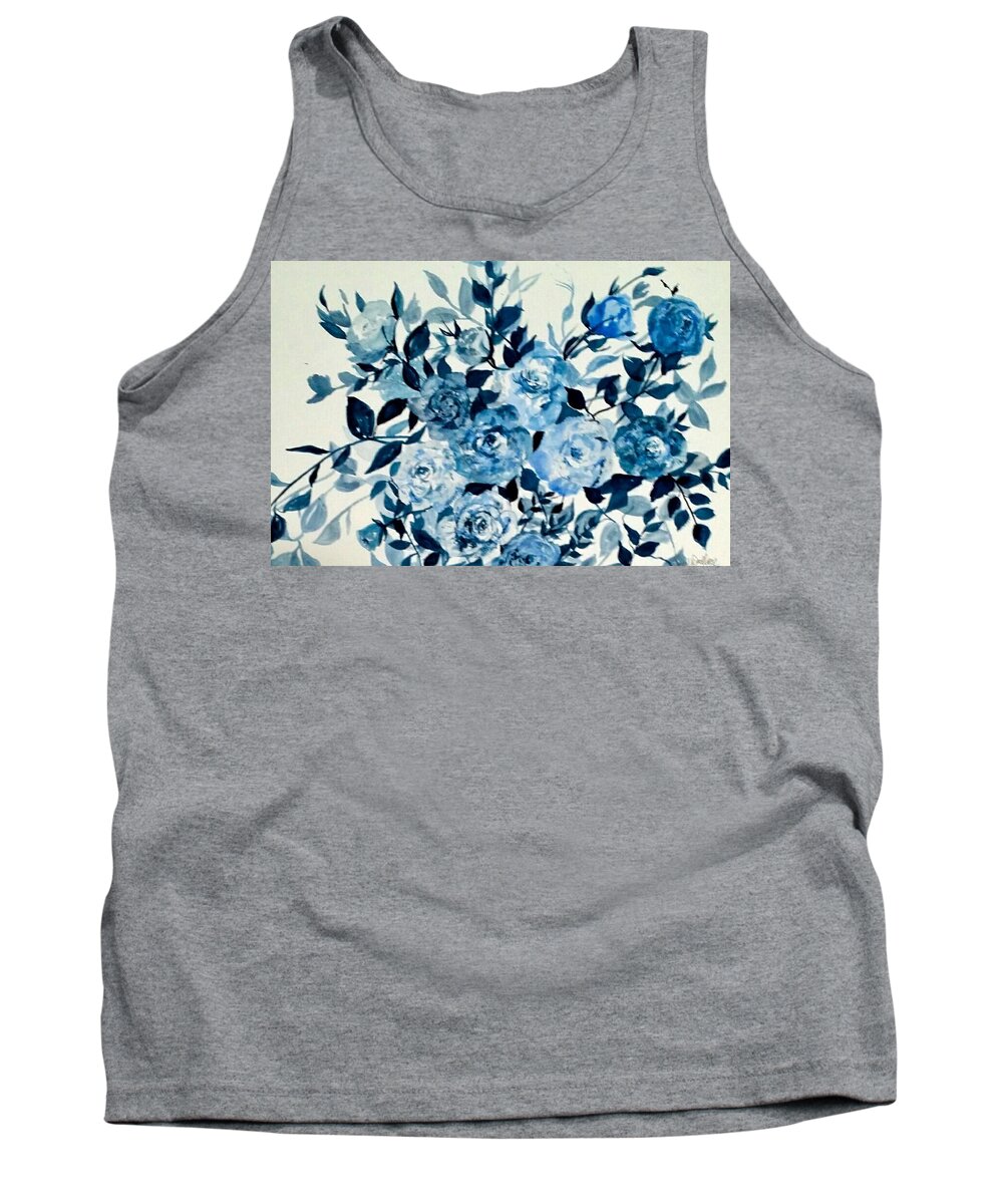Delft Tank Top featuring the painting Blue Love by Cheryl Wallace