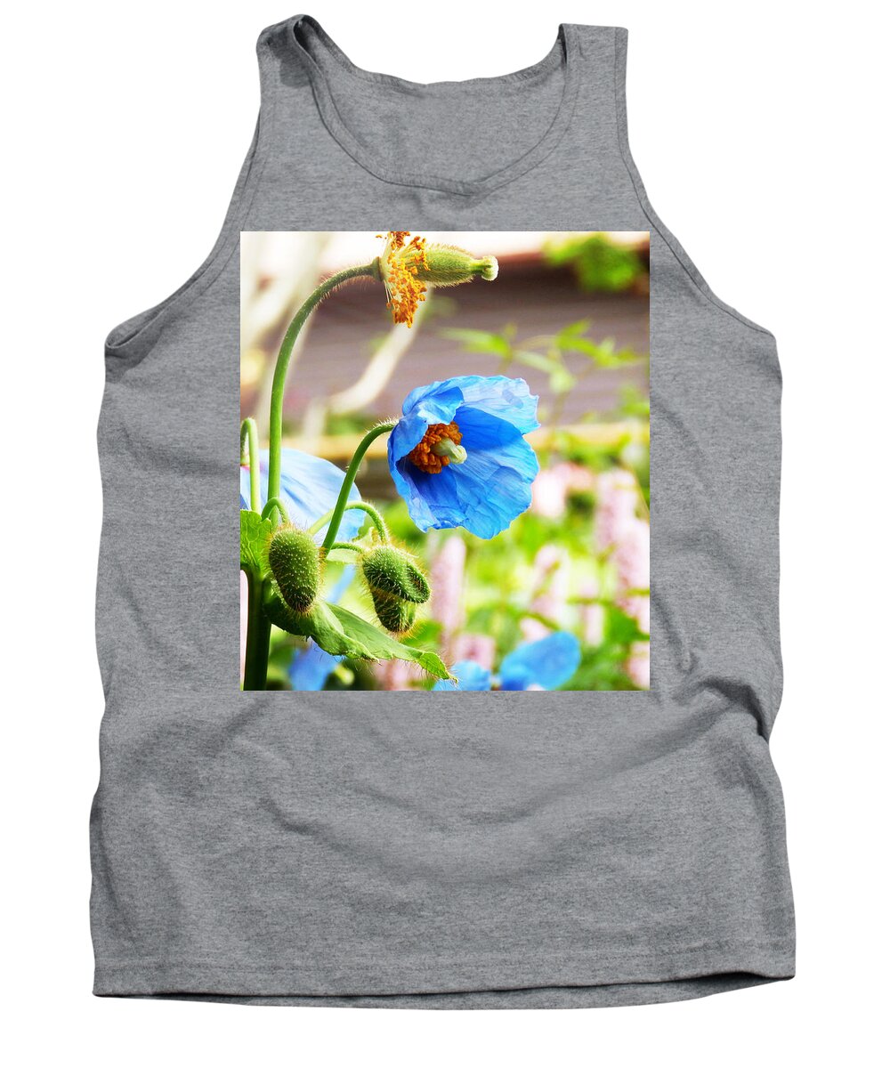 Himalayan Blue Poppy Tank Top featuring the photograph Blue Poppy by Zinvolle Art