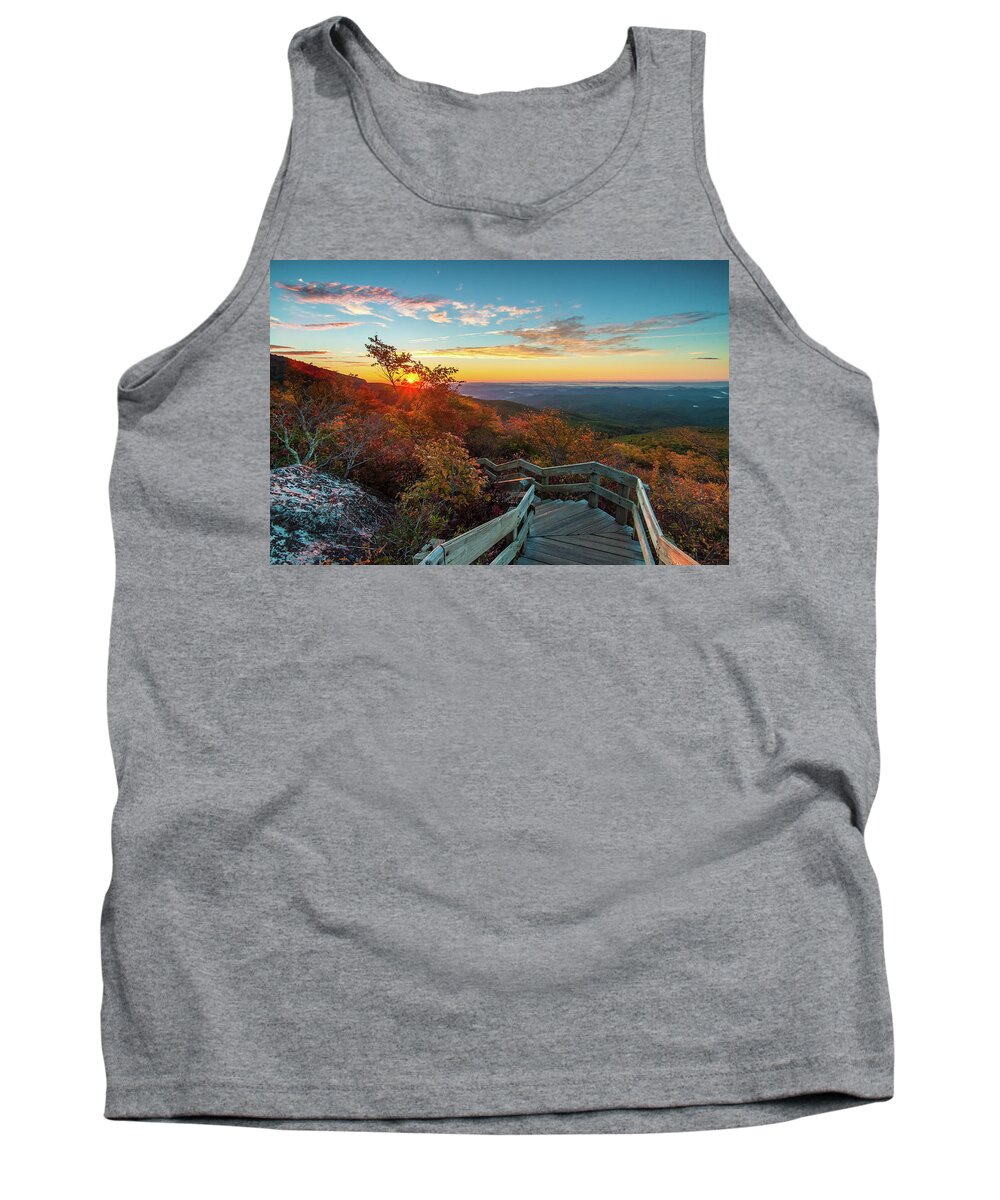 Sunrise Tank Top featuring the photograph Blue Ridge Parkway NC Autumn Stairway by Robert Stephens