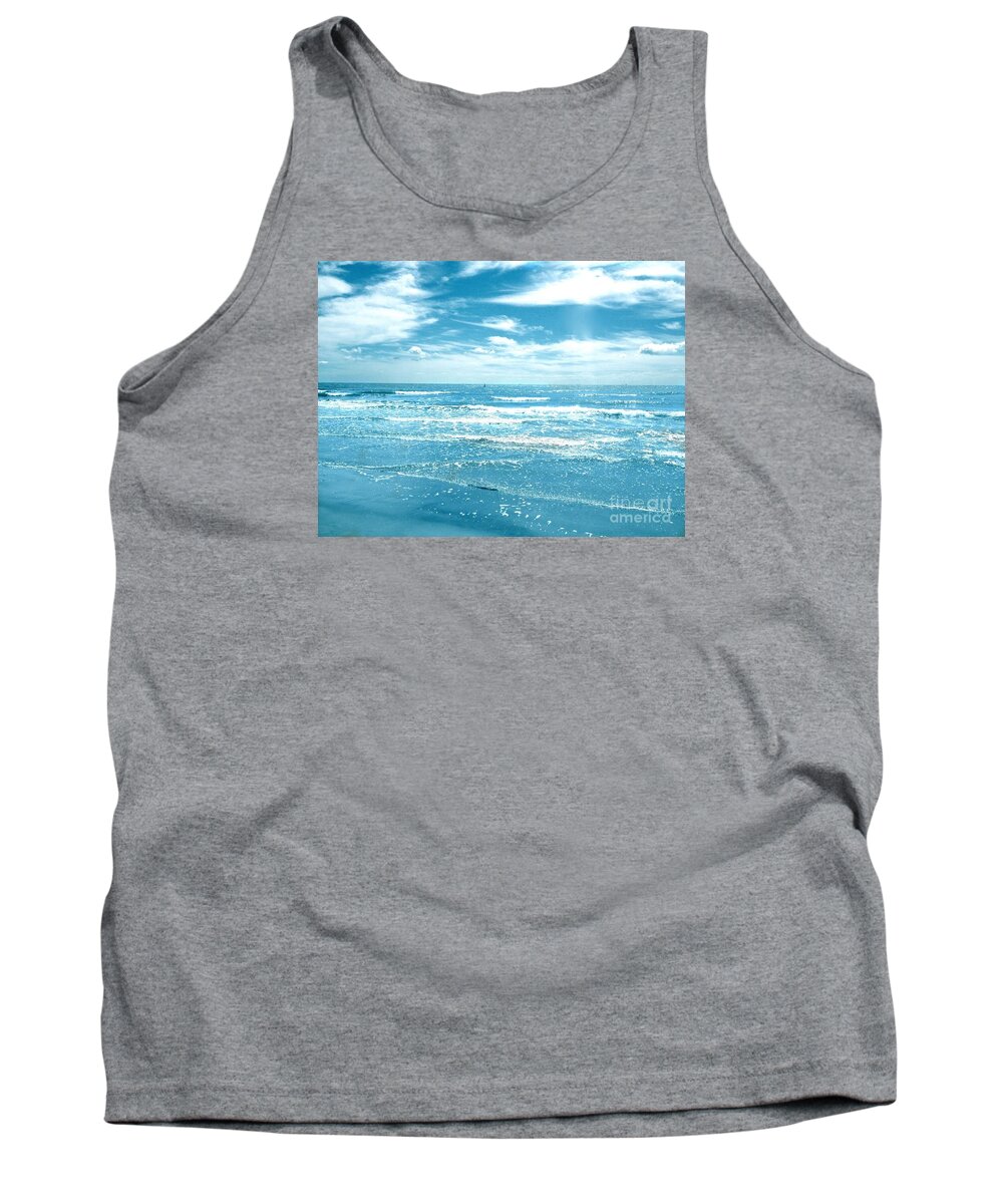 Waves Tank Top featuring the photograph Blue Waves by Linda James