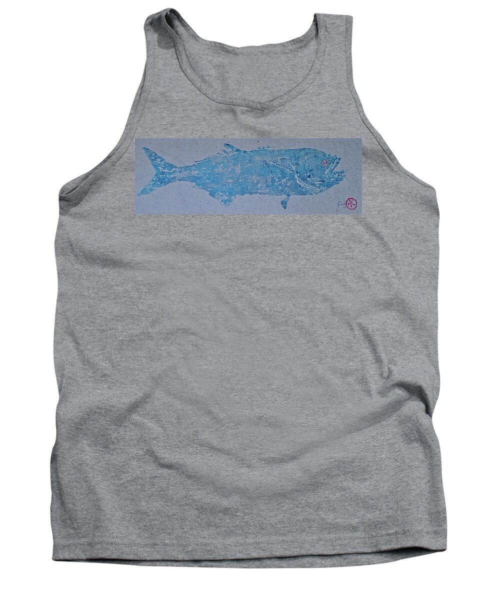 Bluefish Tank Top featuring the mixed media Bluefish - Chopper- Aligator Blue - by Jeffrey Canha