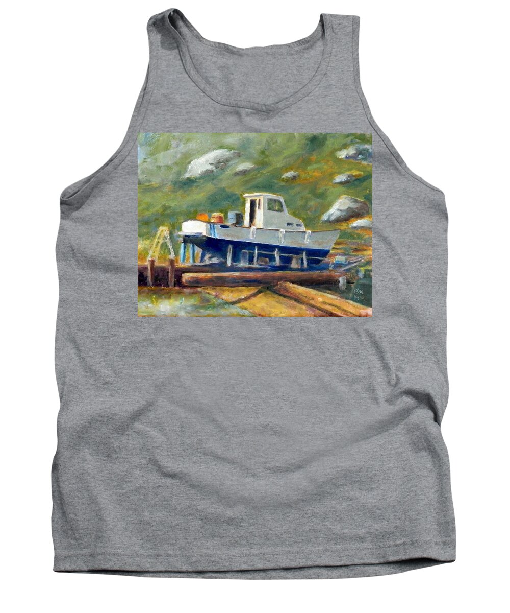 Boat Tank Top featuring the painting Boatyard II by William Reed