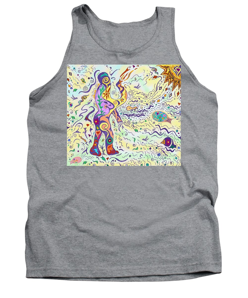 Person Tank Top featuring the drawing Bodies in Natural Flow by Julia Woodman