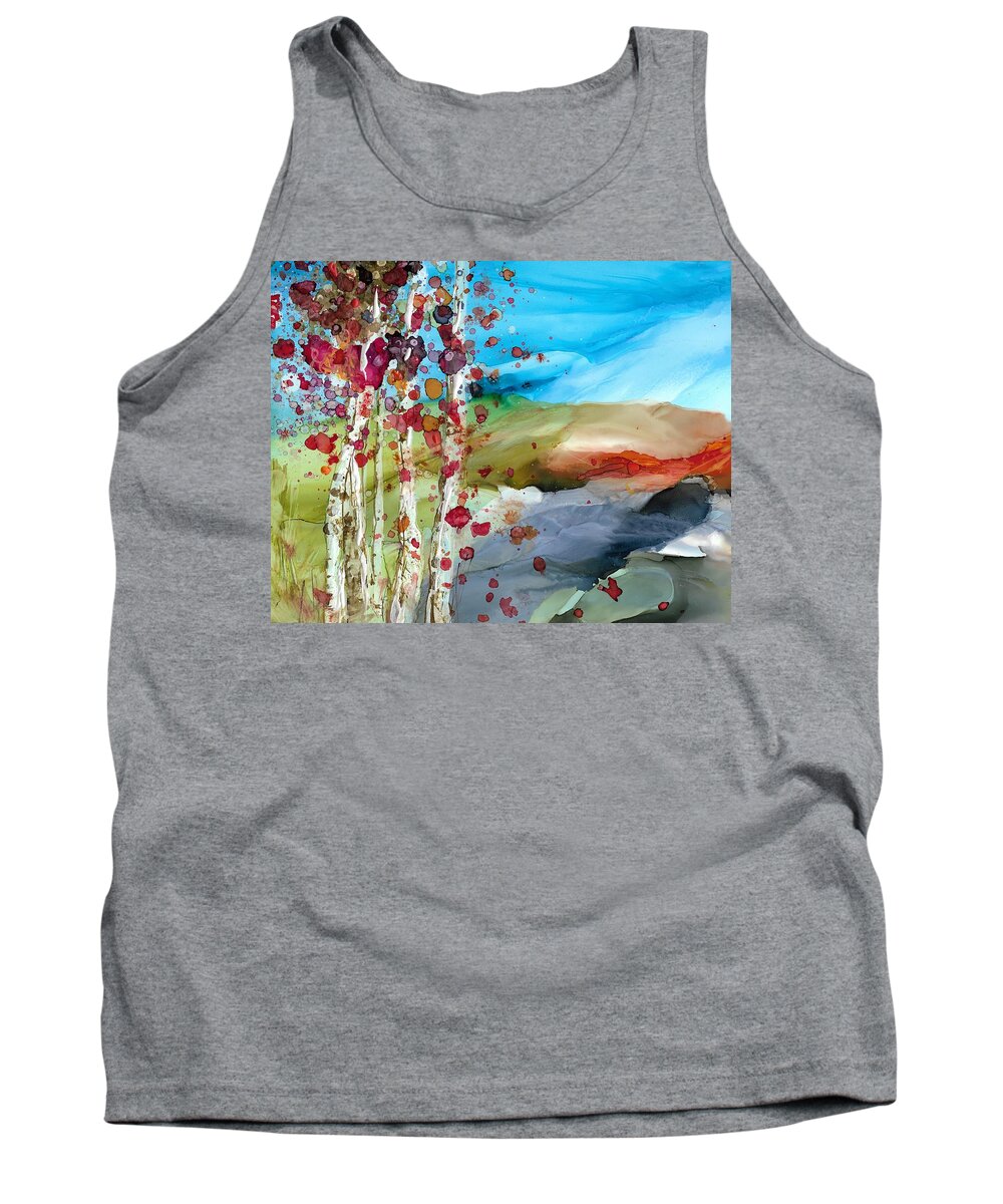 Colorful Tank Top featuring the painting Bonnys Birch by Bonny Butler