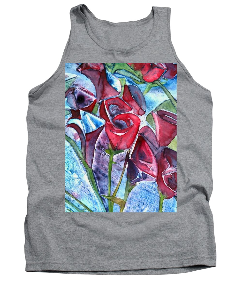 Watercolor Tank Top featuring the painting Bouquet of Roses by Amy Stielstra