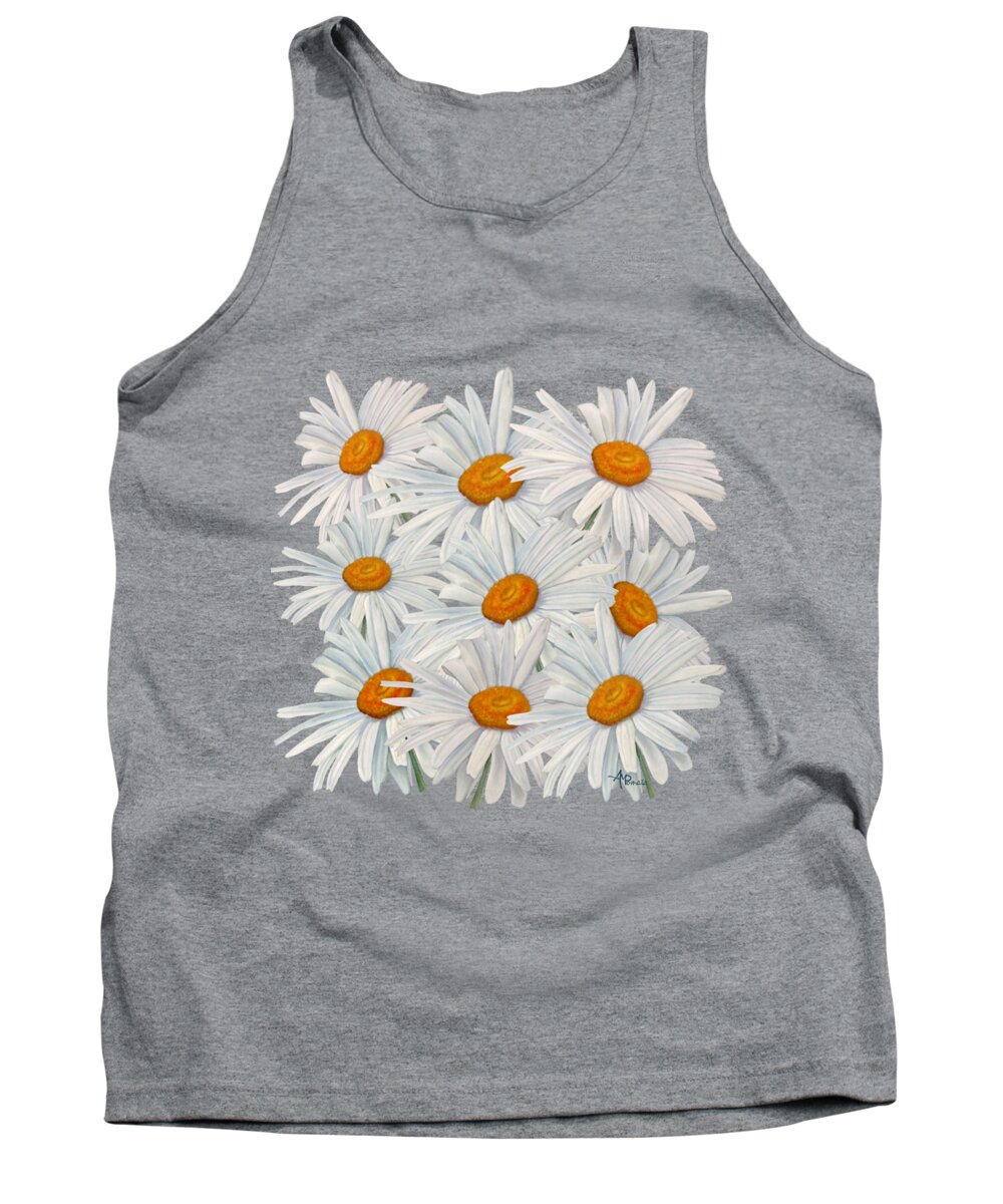 Daisies Tank Top featuring the mixed media Bouquet Of White Daisies by Angeles M Pomata