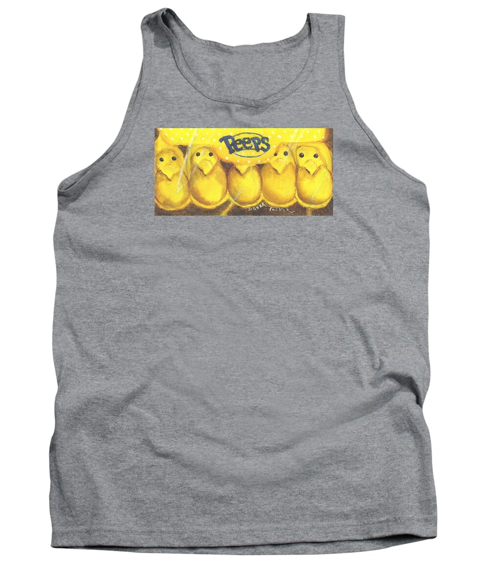 Easter Tank Top featuring the painting Box of Peeps by Donna Tucker