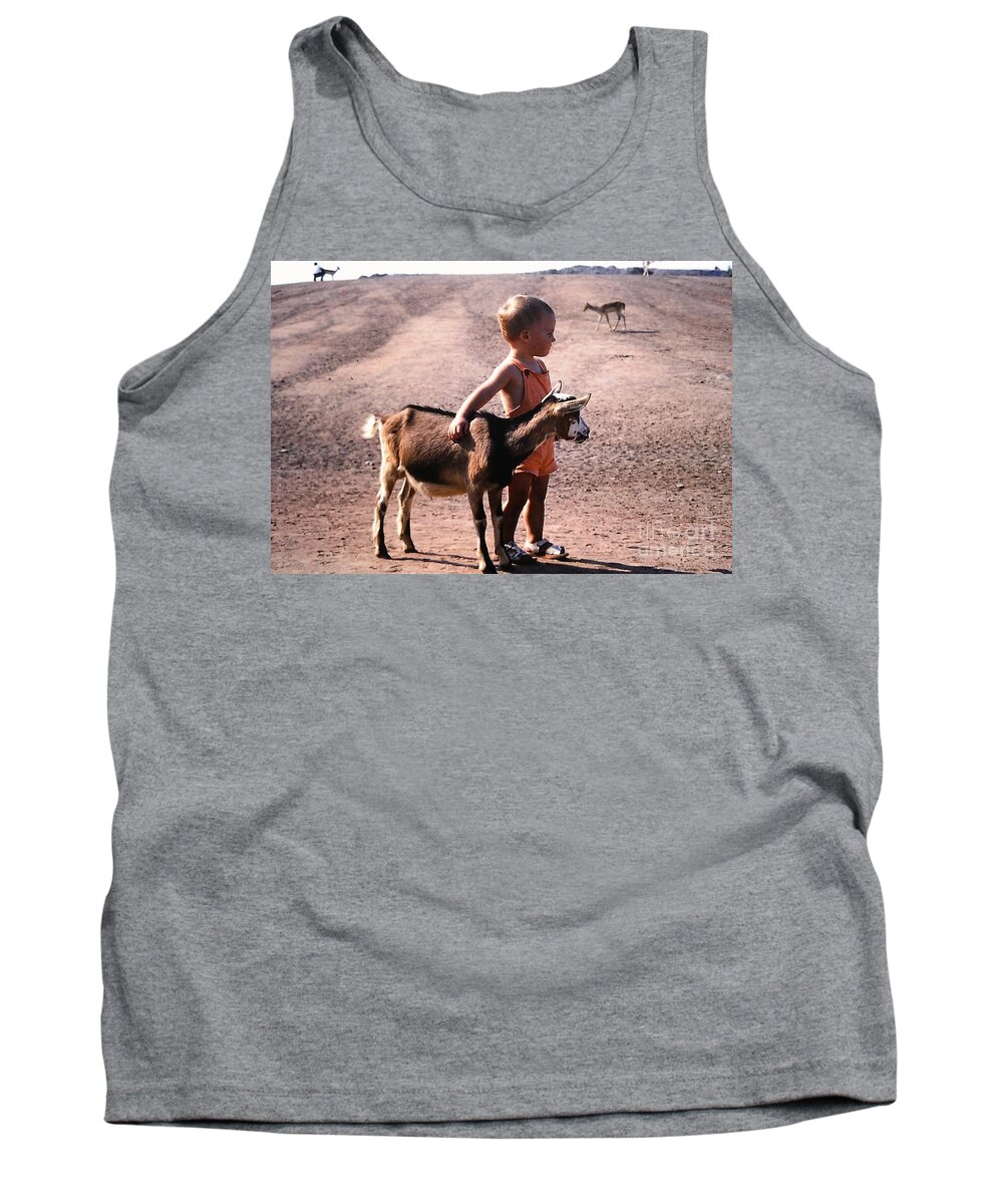 Petting Farm Tank Top featuring the photograph Boy And A Goat by Rosanne Licciardi