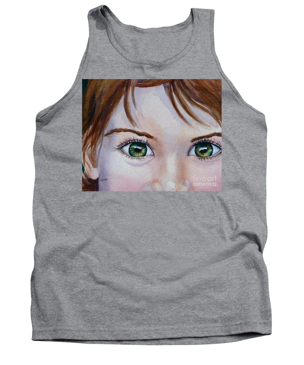 Green Eyes Tank Top featuring the painting Bright Eyes by Michal Madison