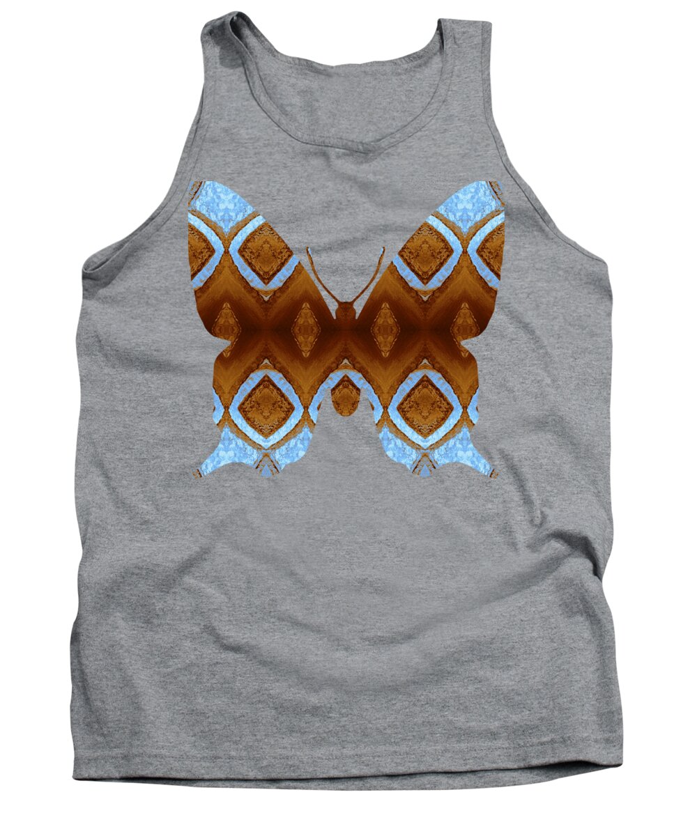Blue Tank Top featuring the digital art Brown And Blue Butterfly by Rachel Hannah