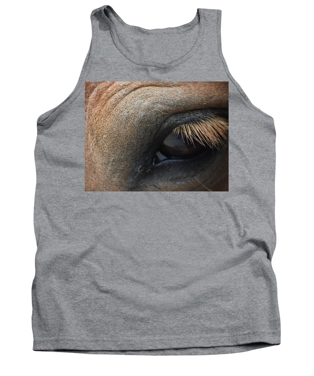 Horse Tank Top featuring the photograph Brown Horse Eye by Gary Smith