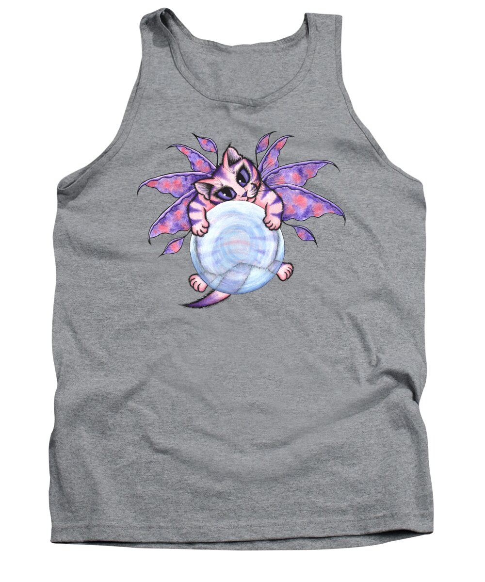 Bubbles Cute Cat Tank Top featuring the painting Bubble Fairy Kitten by Carrie Hawks