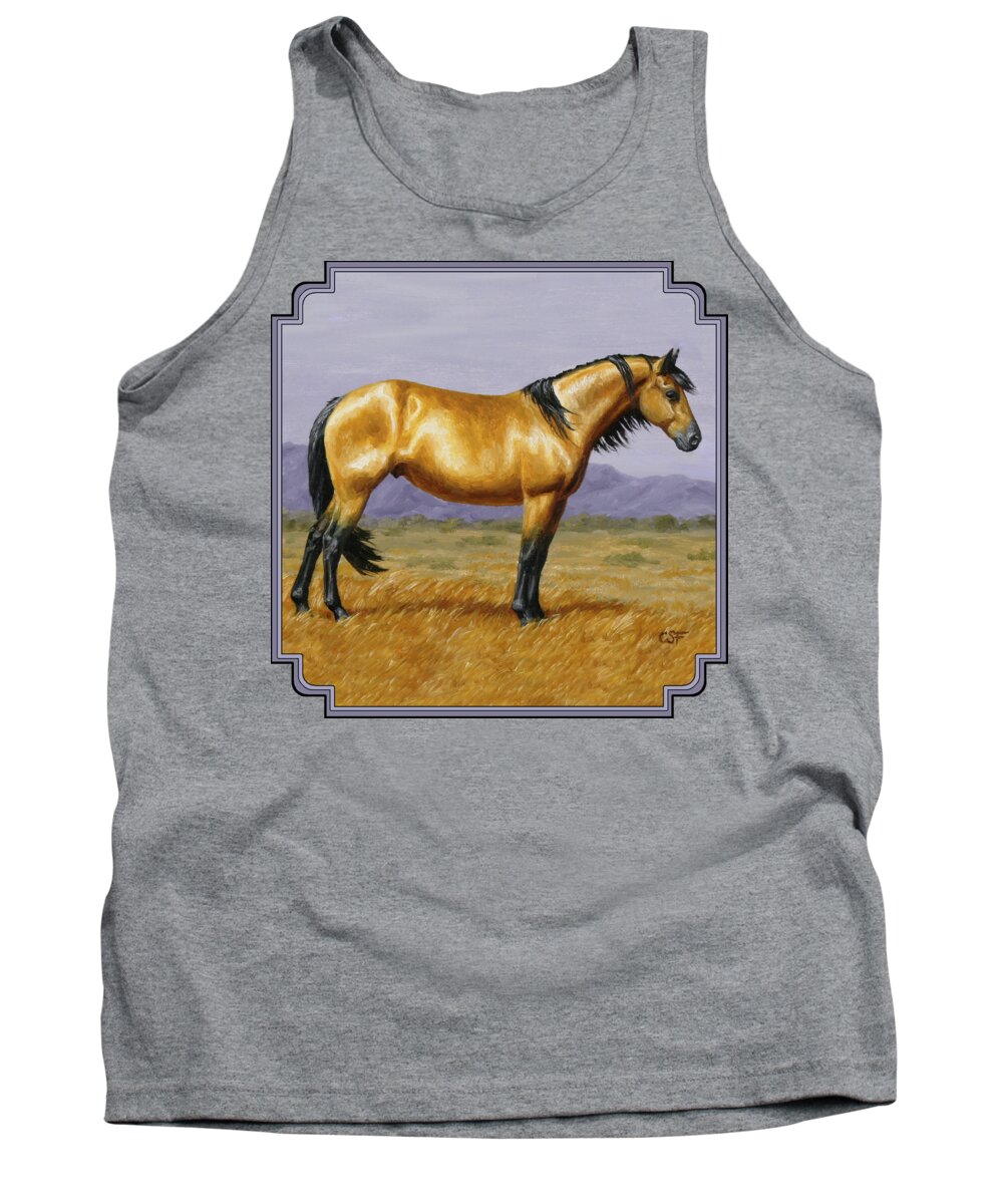 Horse Tank Top featuring the painting Buckskin Mustang Stallion by Crista Forest