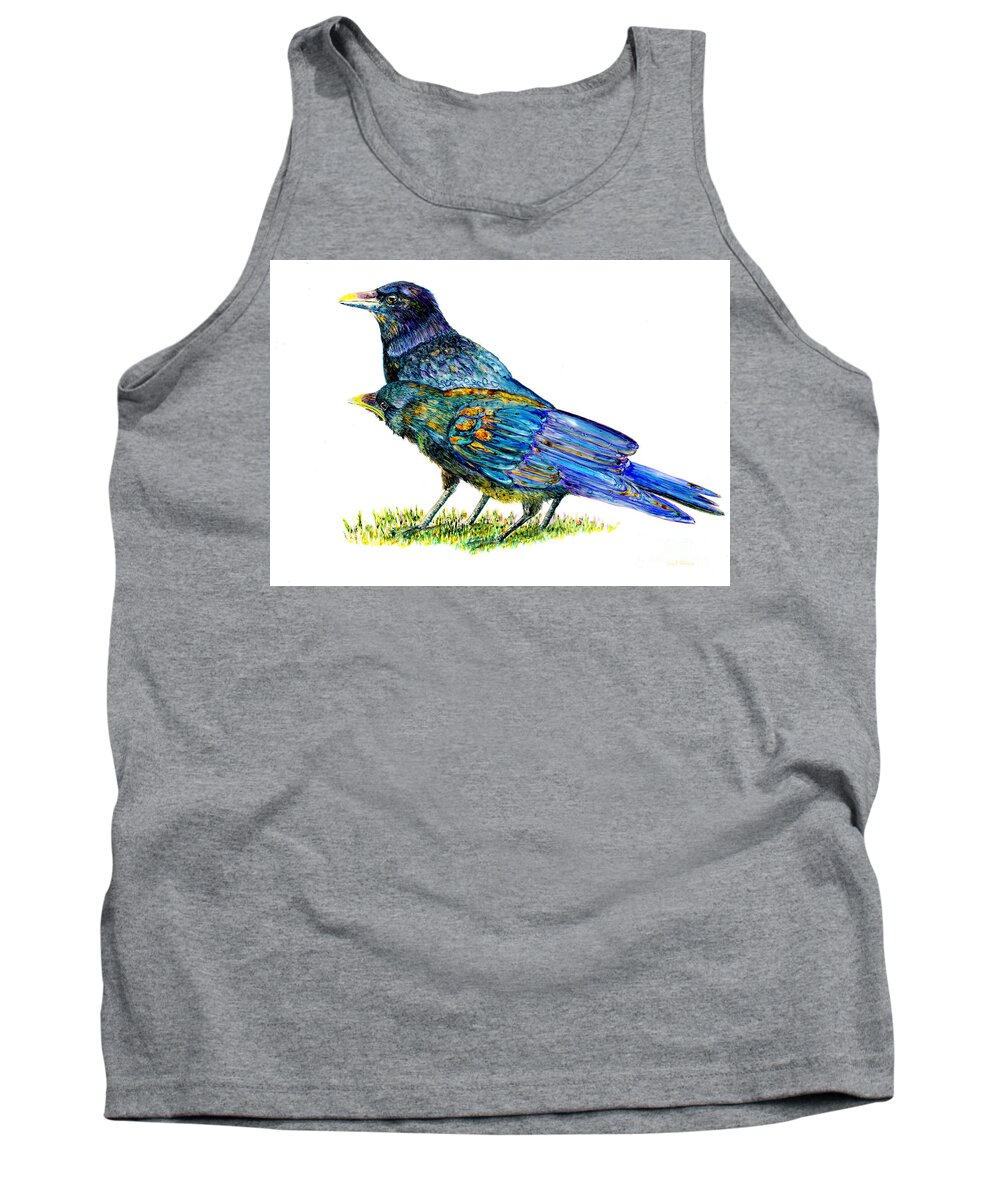 Crows Tank Top featuring the painting Buddies by Jan Killian