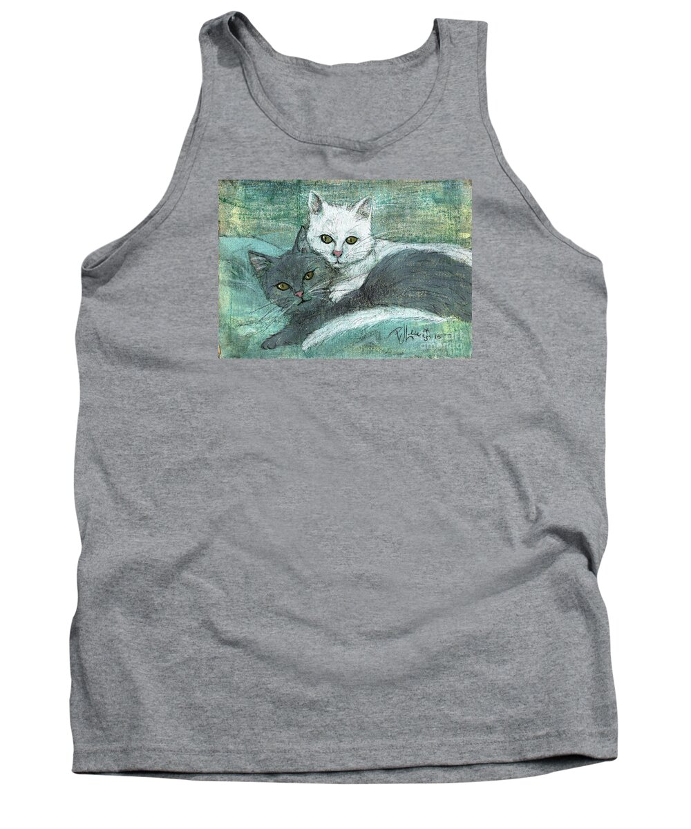Cats Tank Top featuring the painting Buddies by PJ Lewis