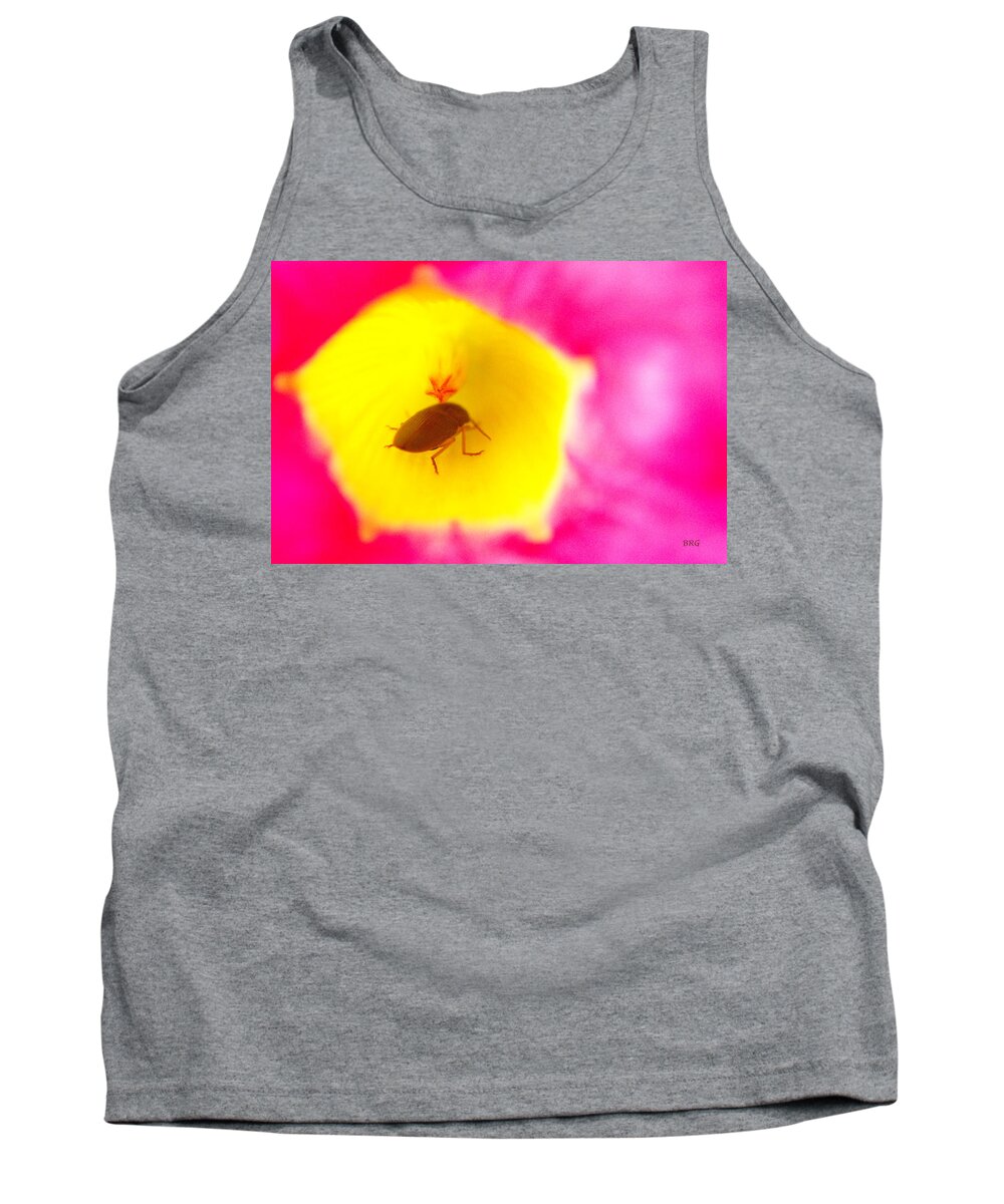 Animal Tank Top featuring the photograph Bug In Pink And Yellow Flower by Ben and Raisa Gertsberg