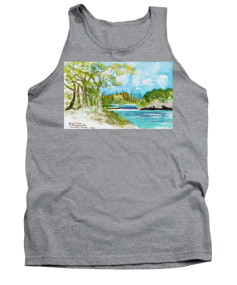 Afternoon Tank Top featuring the painting Bugny trees at Kanumera Bay, Ile des Pins by Dorothy Darden