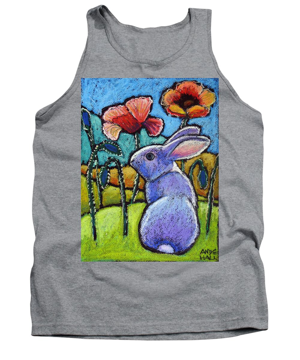 Rabbit Tank Top featuring the painting Bunnytime by Ande Hall