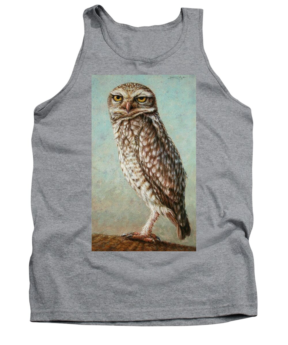 Owl Tank Top featuring the painting Burrowing Owl by James W Johnson