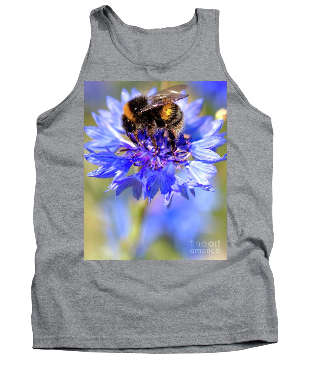 Cornflower Tank Top featuring the photograph Busy Little Bee by Baggieoldboy