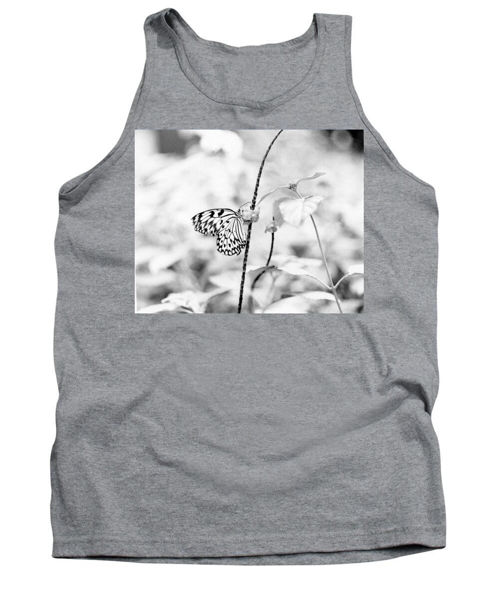 Butterfly Tank Top featuring the pyrography Butterfly Eatting by Joseph Caban