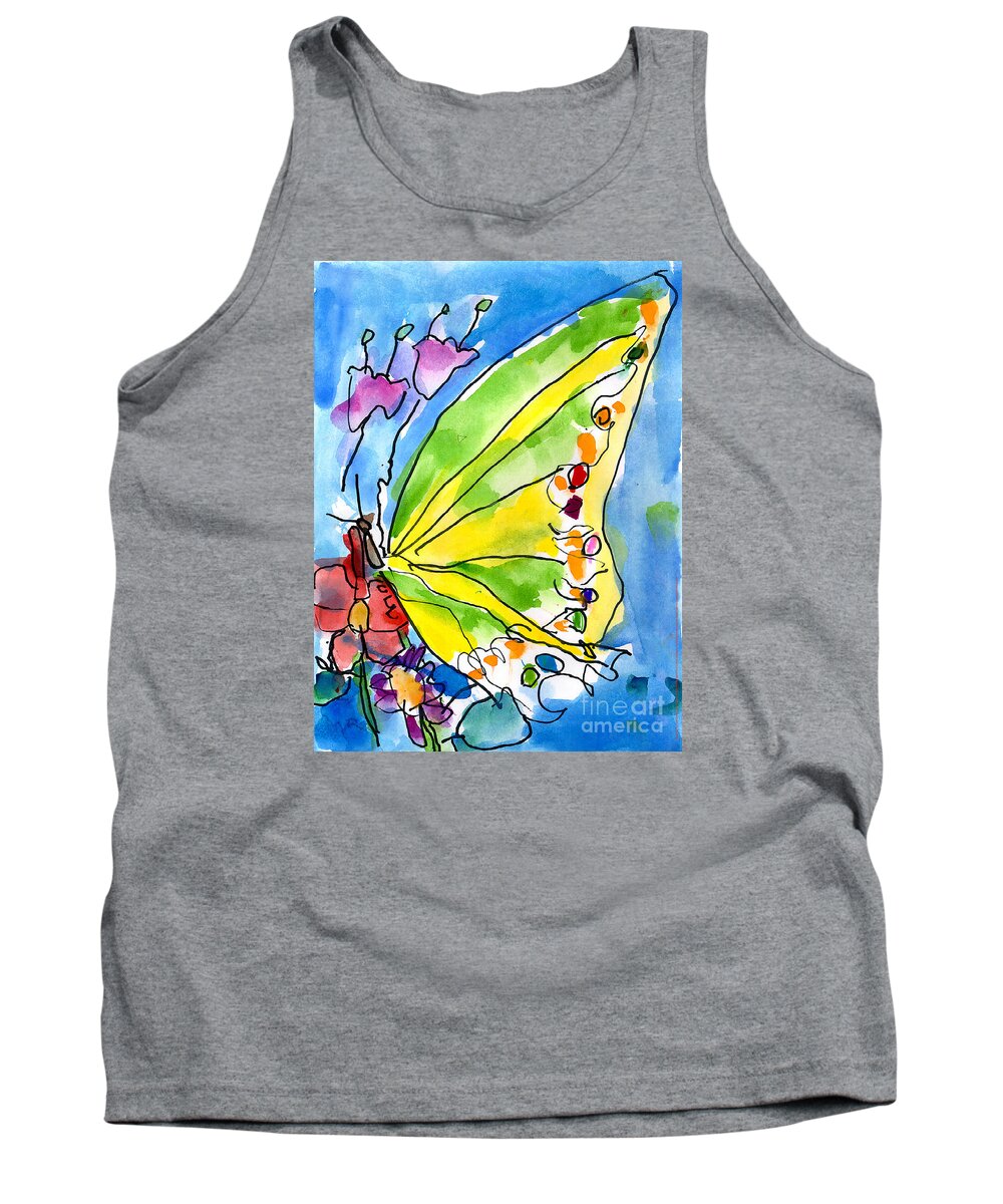 Butterfly Tank Top featuring the painting Butterfly by Jeffrey Shutt Age Six