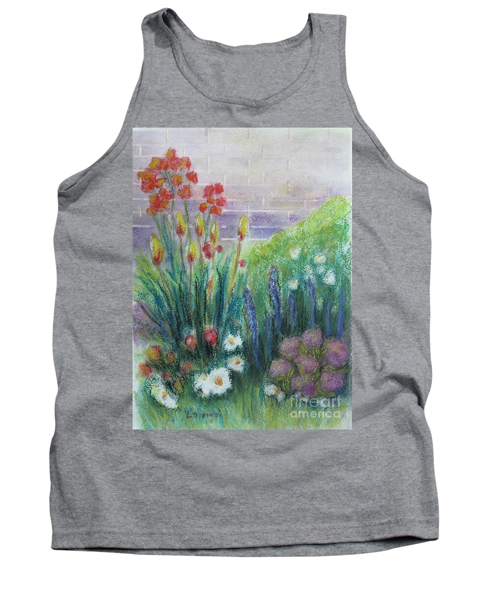 Garden Tank Top featuring the painting By the Garden Wall by Laurie Morgan