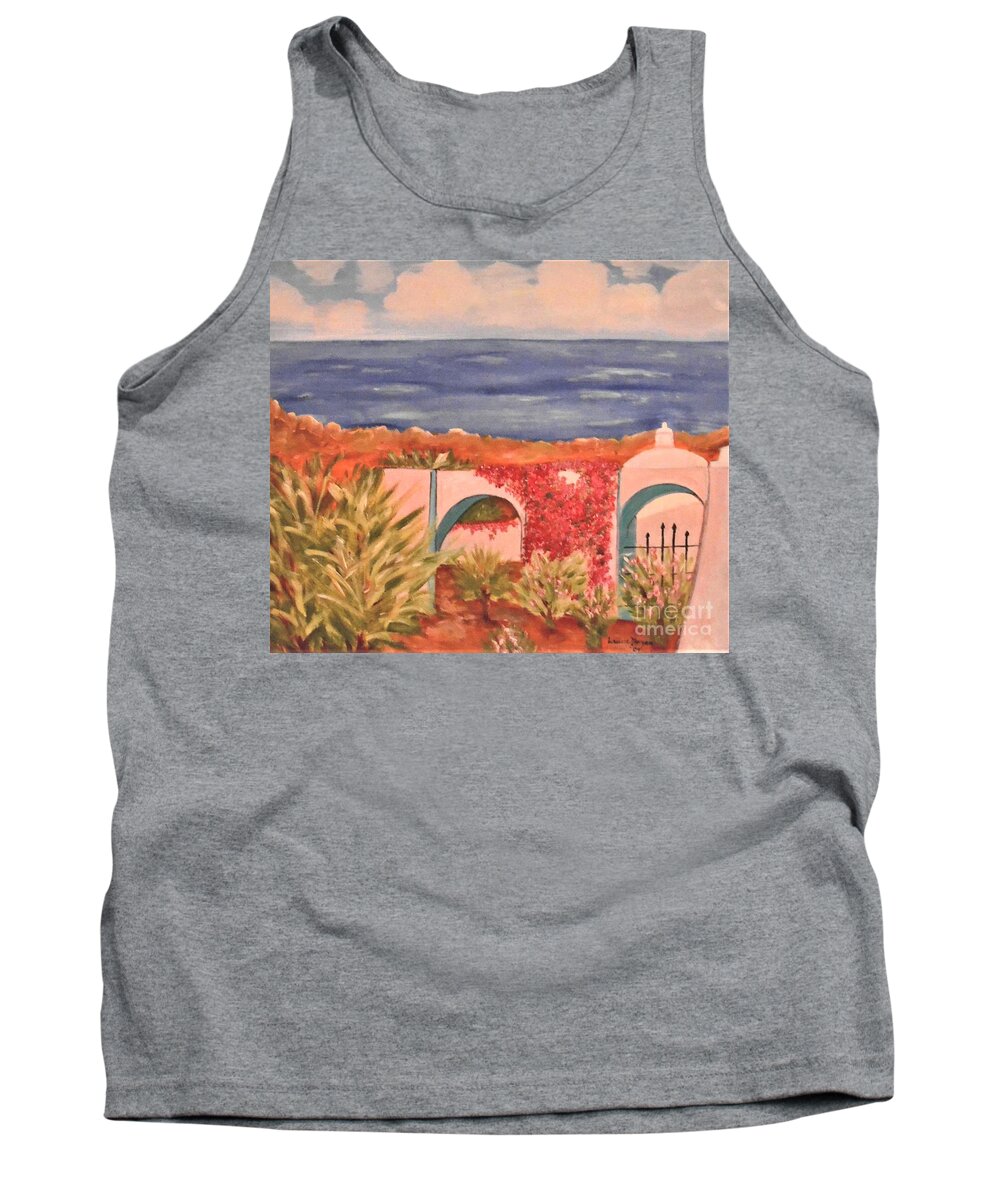 Cabo San Lucas Tank Top featuring the painting Cabo Garden by Laurie Morgan
