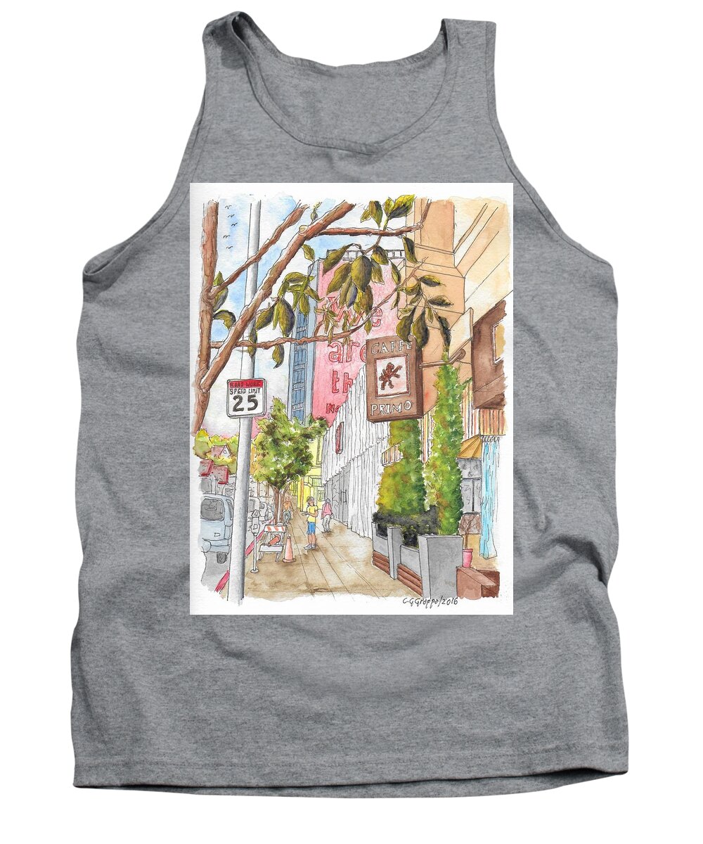 Café Primo Tank Top featuring the painting Cafee Primo in Sunset Plaza, West Hollywood, California by Carlos G Groppa