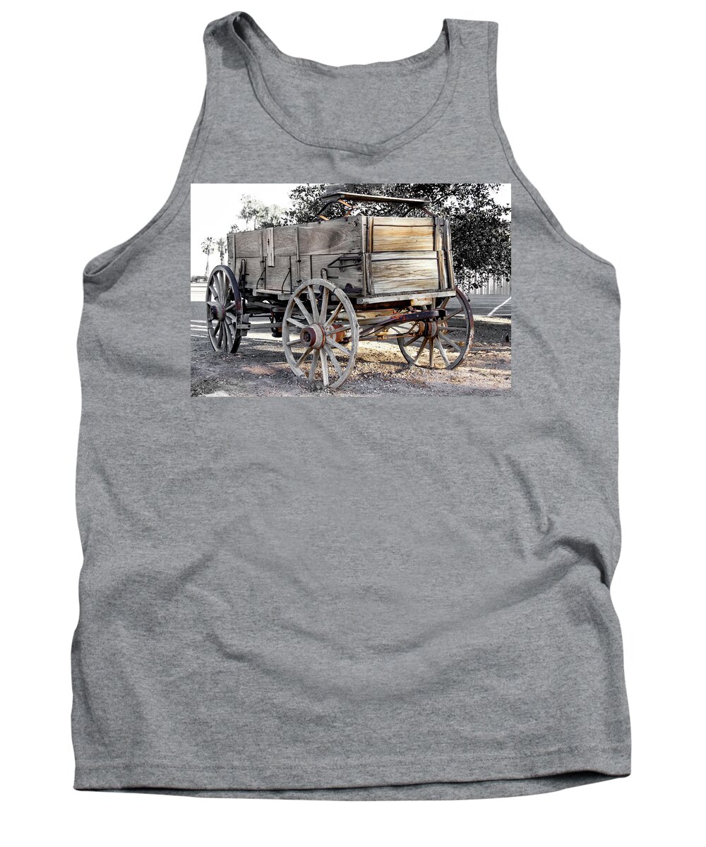 Wagon Tank Top featuring the photograph California Farm Wagon by Gene Parks