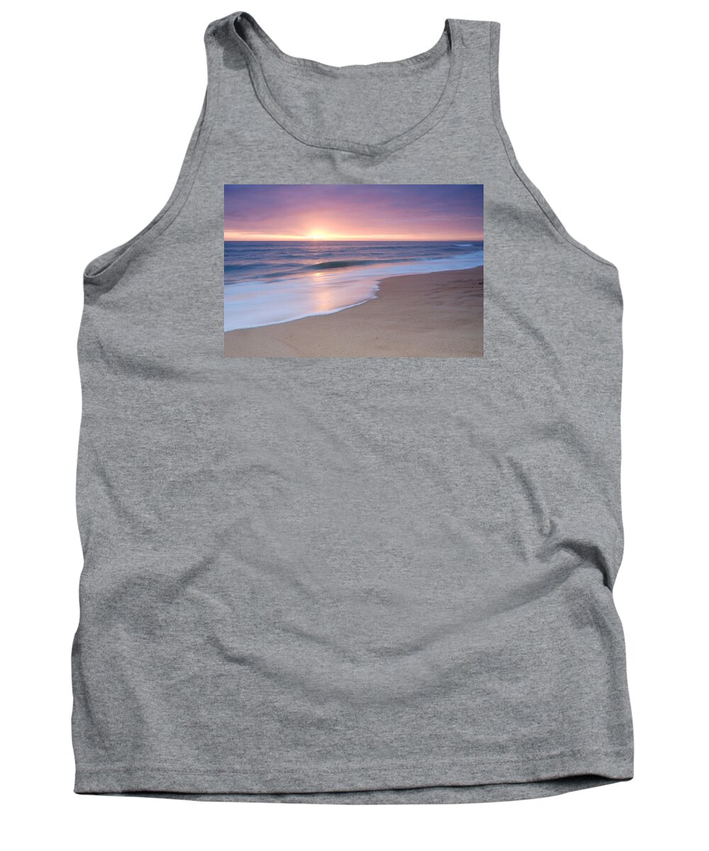 Beach Sunset Tank Top featuring the photograph Calm Beach Waves During Sunset by Angelo DeVal