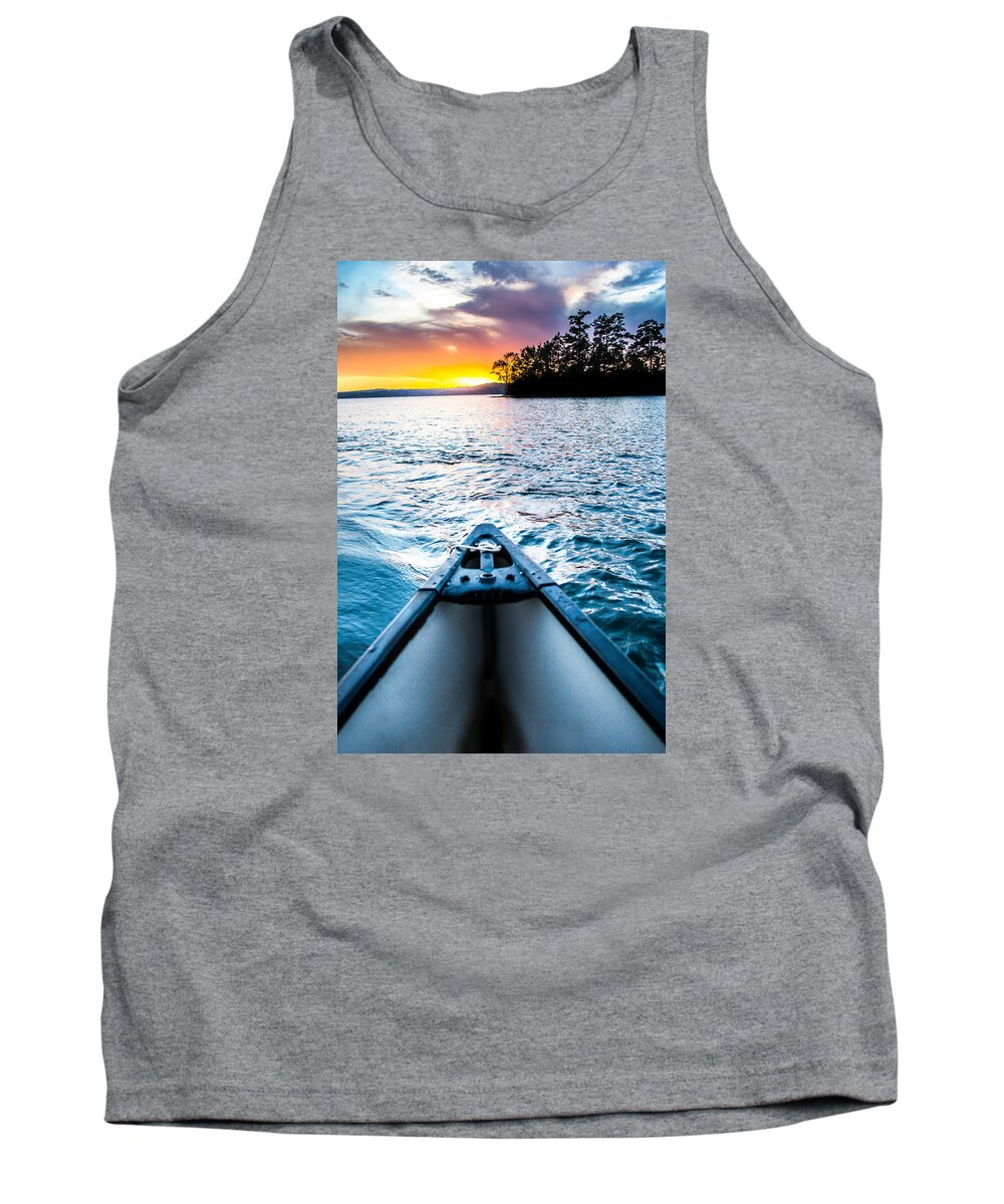 Tropical Sunset Tank Top featuring the photograph Canoeing in Paradise by Parker Cunningham
