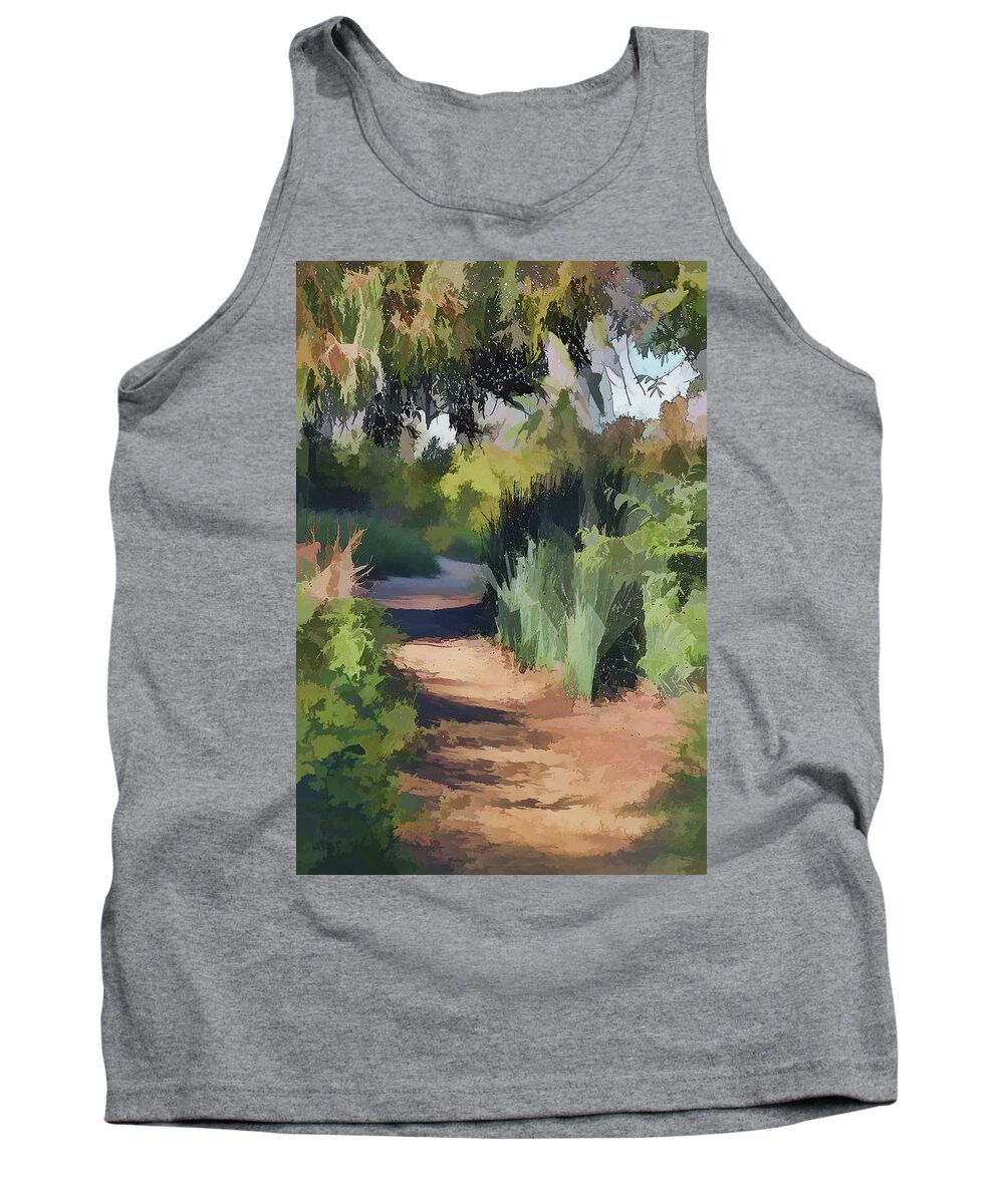 Linda Brody Tank Top featuring the mixed media Canyon Path II Painterly by Linda Brody
