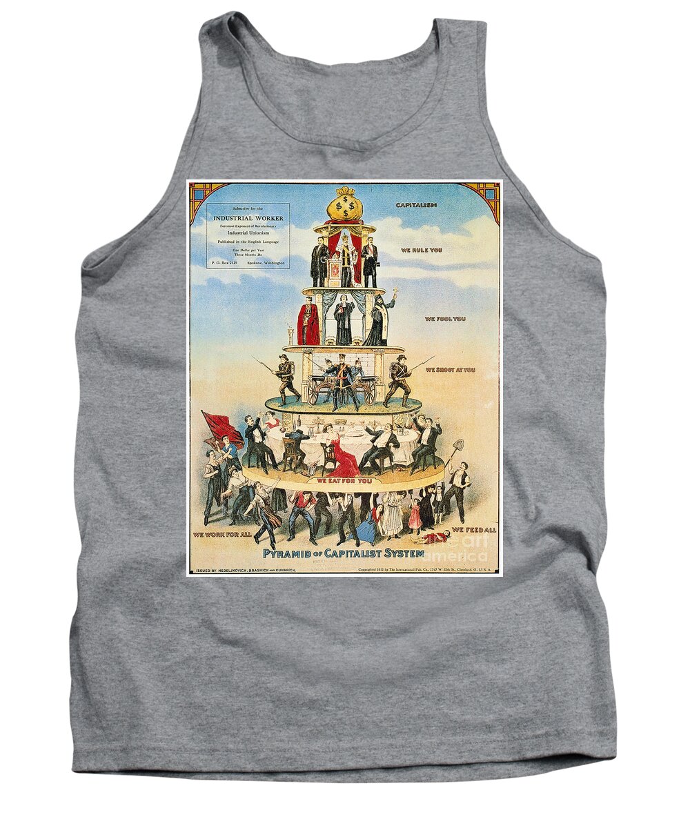 1911 Tank Top featuring the drawing Capitalist Pyramid, 1911 by Granger