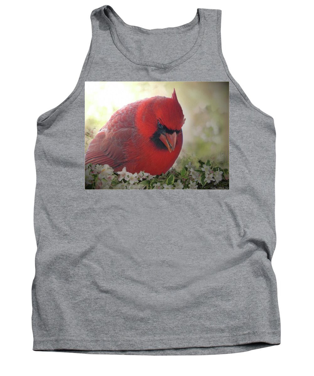 Nature Tank Top featuring the photograph Cardinal in flowers by Debbie Portwood