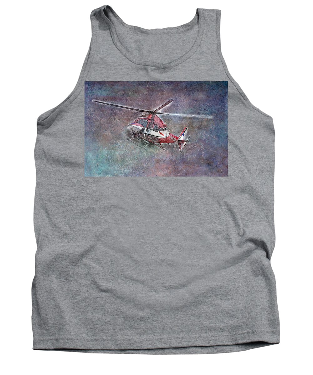 Helicopter Tank Top featuring the mixed media Care Flight by David Wagner