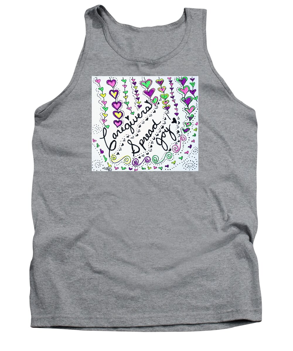Caregiver Tank Top featuring the drawing Caregivers Spread Joy by Carole Brecht