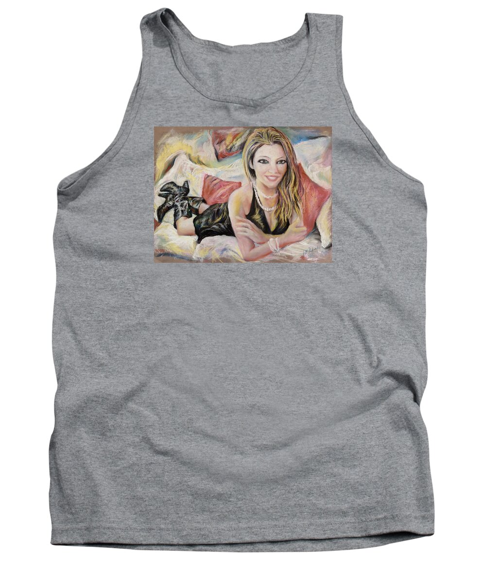 Fashion Tank Top featuring the pastel Carla by Jean-Marc Robert
