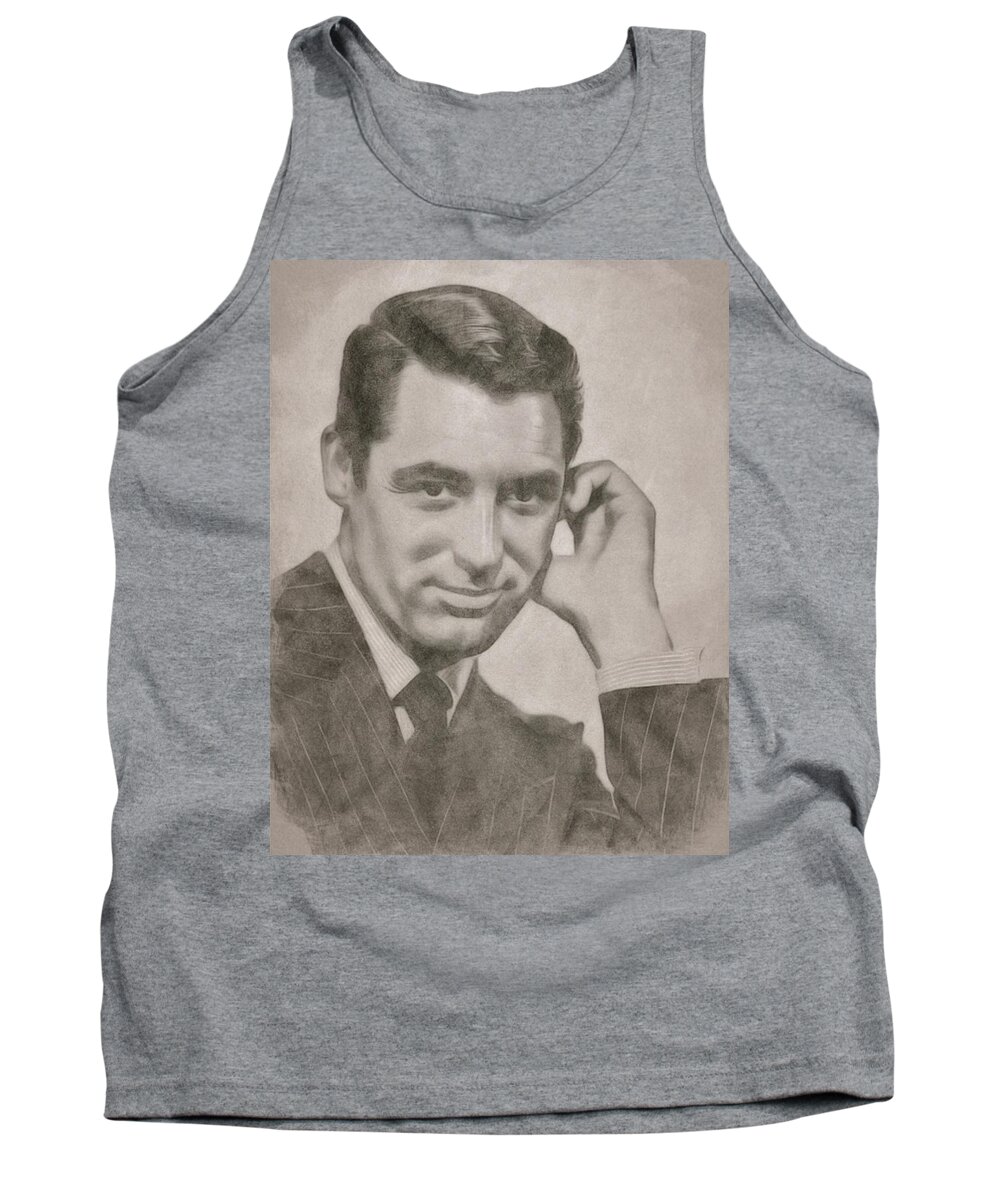 Hollywood Tank Top featuring the drawing Cary Grant Hollywood Icon by Esoterica Art Agency